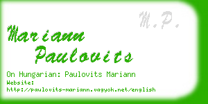 mariann paulovits business card